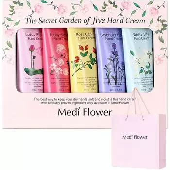 Mediflower The Secret Garden 5 видов крема для рук + сумка для покупок, 250г, 1 набор