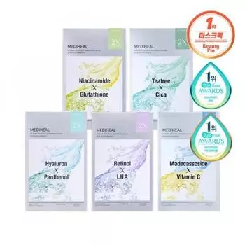 Mediheal [4 шт.] Маска-обертывание Mediheal Derma Synergy, 4 листа, 5 видов на выбор, 1, успокаивающая, 4 листа