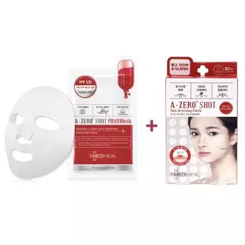MEDIHEAL A Zero Shot Phar Mask 25 мл * 5 шт. + Пластырь Zero Skin Dressing Patch 80 патчей (увлажняющий и освежающий / гипоаллергенный / уход за акне / уход за кожей)