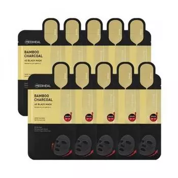 Mediheal Бамбуковый уголь 4D Черная маска Эластичная Питательная 10 Листов Bamboo mask 10 sheets