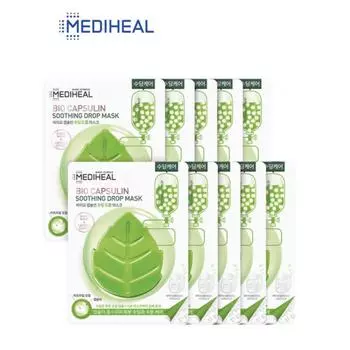 MEDIHEAL Bio Capsule Soothing Drop Mask 13ml * 10PCS (Освежающий и увлажняющий / Успокаивающий уход / Уход за кожей / Уход за акне / Капсула с маслом листьев чайного дерева)