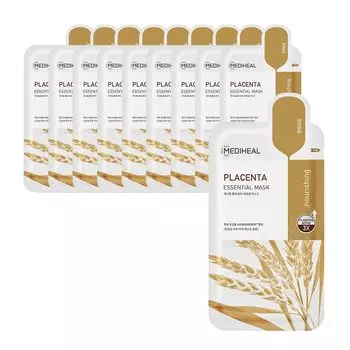 MEDIHEAL Essential Mask Питательное средство для кожи Жизненная сила Фитоколлаген Эссенция Тип Соя (10 кусочков) (плацента)