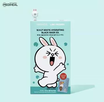 Mediheal Line Friends W.H.P White Hydrating Black Mask EX (Mask Sheets 24 мл * 8 шт. + Synergy Sheet 2 листа * 2 шт.)