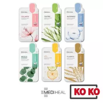 [MEDIHEAL] [НОВИНКА 2023 ГОДА] Essential Mask Pack Healing Line x 10 листов (1box) 6 типов / мастер-листов лиц Watermide 10 sheets