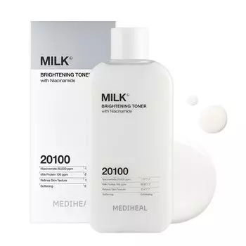 MEDIHEAL OFFICIAL Молочный осветляющий тоник 300 Молочный осветляющий тоник 300 мл Лосьон Ниацинамид Глутатион Сияющая кожа Высокоувлажняющая корейская кожа