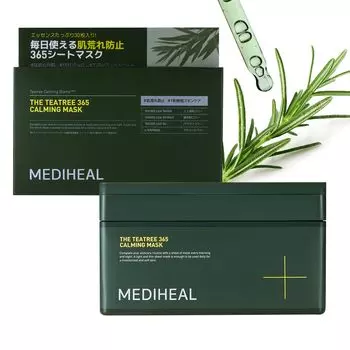 MEDIHEAL THE 365 Маска для ухода за кожей, баланс кожи 365 для ежедневного использования, 30 листовых масок TEATREE 365 Успокаивающая (Маска)