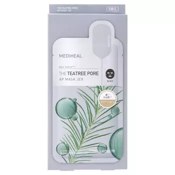 MEDIHEAL The Tea Tree Pore Ampoule Mask JEX 3 Pieces Bincho Charcoal Black Sheet [Genuine Product]
