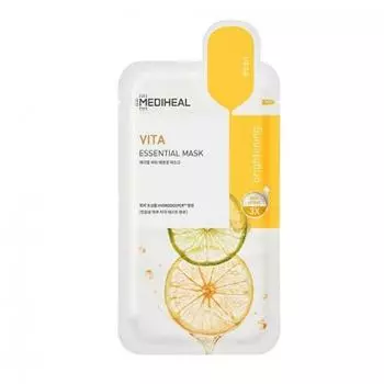 Mediheal Vita Essential Mask 10EA, Осветляющая, Антивозрастная, Укрепляющая, Увлажняющая, Корейская косметика, Kbeauty, образец