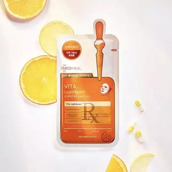 Mediheal Vita Light Beam Essential Mask REX (Витамин C) 24 мл 10 листов (функция отбеливания) - Обновленная версия Lifting x 15PCS