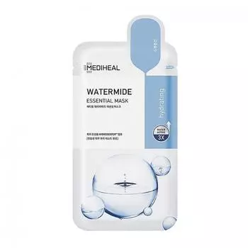 MEDIHEAL Watermide Essential Mask Sheet 10 EA, Охлаждающая, Успокаивающая, Увлажняющая, Корейская косметика, Kbeauty, образец