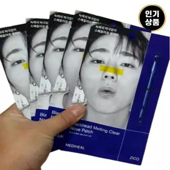 Пластырь Mediheal Zico PICK Blackhead Nose Pack 4 шт., 1 упаковка Специально изготовленный шпатель Mediheal Nose Pack Melting Clear Nose Pack, 1 шт., 4 шт.