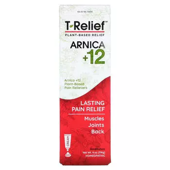 MediNatura, T-Relief, Arnica +12, растительный обезболивающий крем, 4 унции (114 г)