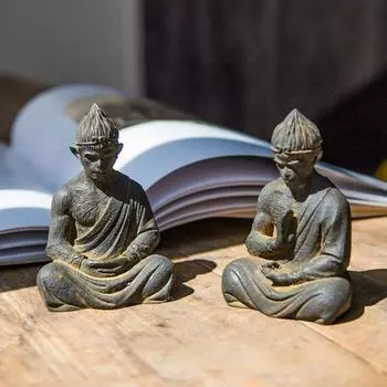 Медитация Короля Обезьян Статуэтка Сидящая Обезьяна Резная Статуя Великих Мудрецов, Равных Небесам Скульптура Модель Домашнего Офиса Украшение Рабочего Стола Орнамент A серый