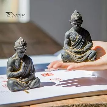 Медитация Короля Обезьян Статуэтка Сидящая Обезьяна Резная Статуя Великих Мудрецов, Равных Небесам Скульптура Модель Домашнего Офиса Украшение Рабочего Стола Орнамент A серый