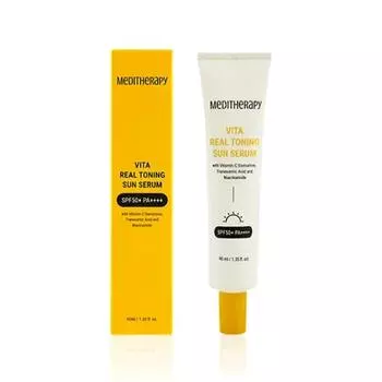 Meditherapy VITA REAL TONING SUN SERUM SPF 50+ PA++++ 40 мл, Гибридный солнцезащитный крем, Увлажнение, Корейская косметика, Kbeauty, образец