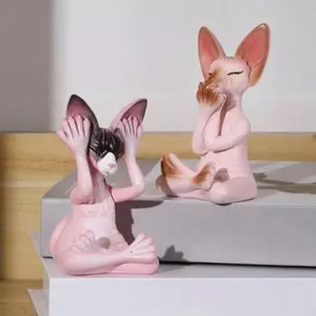 Медитирующая фигурка кошки, смоляной Будда, лысый кот, украшения, сидящий в медитации A