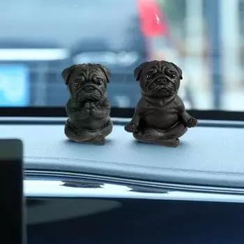 Медитирующая фигурка собаки из смолы, статуя французского бульдога, йога, щенок, скульптура животного, домашний офис, настольный сад, украшение, орнамент B чёрный
