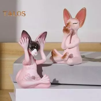 Медитирующая кошка, статуэтка Будды из смолы, лысый кот, украшения, сидящая в медитации, дзен-статуэтка кошки, домашний декор, подарок для любителей медитации A