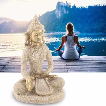 Медитирующая статуя сидящего Будды, резьба, фигурка, ремесло, украшение для дома A