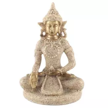 Медитирующая статуя сидящего Будды, резьба, фигурка, ремесло, украшение для дома (Б Золото)