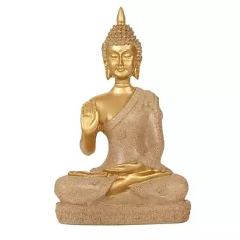 Медитирующий Будда Идол Статуэтка (Мульти, 16,5 см x 10,1 см) Декоративные предметы для домашнего декора золотистый
