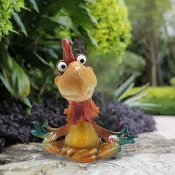 Медитирующий петух, украшение, мини-фигурка из смолы, мультяшный цыпленок, медитирующий петух, настольная скульптура для украшения домашнего офиса Cock