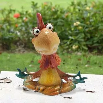 Медитирующий петух, украшение, мини-фигурка из смолы, мультяшный цыпленок, медитирующий петух, настольная скульптура для украшения домашнего офиса