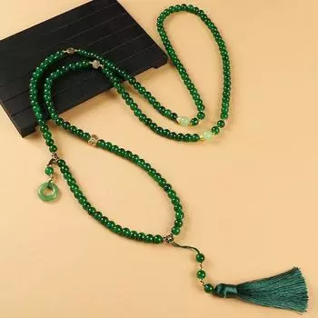 Medium 108 cinnabar beaded crossbody chain long necklace literary retro women s fringed sweater chain