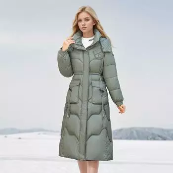 Medium and long down cotton-padded clothes are fashionable and slim, thickened temperament and warm, and winter cotton-padded jackets are trendy. XL чёрный
