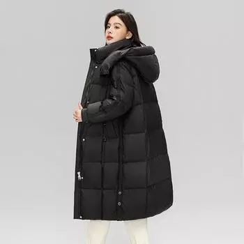 Средние и длинные толстые пуховики женские 90 пух утиный пух зимние новые корейские версии женские пуховики High Sense S чёрный