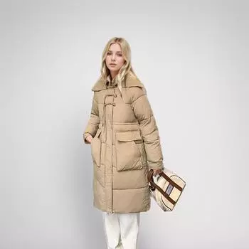 Medium and long women s cotton clothes winter thickened large size slim and thin coat horn buckle jacket cotton clothes M хаки