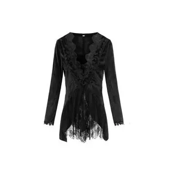 Medium Coat Long Fashion Slimfit Trench Dark Tie Collar Court Tuxedo Cosplay Style C,S