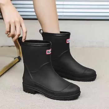 Medium-cylinder Water Shoes: Lightweight And Waterproof Rain Boots With Edge Binding, Kitchen Water Boots, Women s Rubber Shoes 36