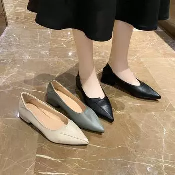 Medium heel single shoes women s 2024 summer new shallow mouth pointed versatile work shoes women s fashion and comfort two wear simple single shoes 34 чёрный