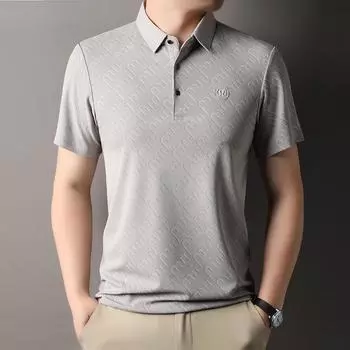 Medium Men S Ice Silk Traceless Breathable Short Sleeve T-Shirt Light Business Casual Thin Bottom Polo Shirt M