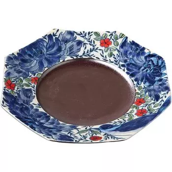 Medium Plate W27 x D27 x H4cm Blue Hardin Octagonal Plate Pottery Mino Ware Made in Japan Ale-net