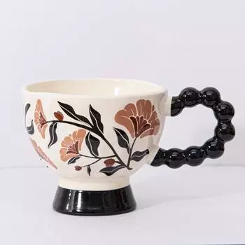 Medium Style Mug Tenghua High Foot Ceramic Cup High Looking Drinking Cup Office Coffee Cup Holiday Souvenir Gift Cup 300ml