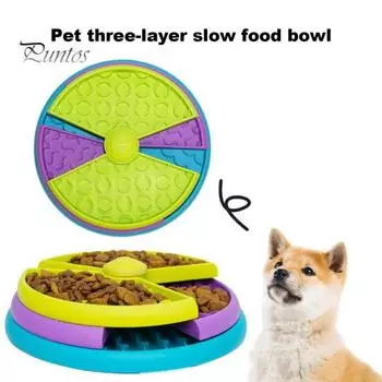 Медленная кормушка для домашних животных, 3 слоя, вращающаяся, пищевая, нескользящая, IQ Training, большая, средняя, маленькая миска для кормления собак, тарелка, тарелка, товары для домашних животных 1pc