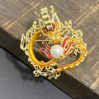 Медная брошь со знаком зодиака дракона, модная мужская и женская брошь для костюма высокого класса, модные аксессуары для осеннего и зимнего пальто золотой