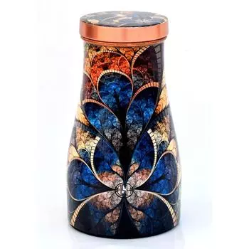 Медная бутылка для спальни, кувшин с принтом и встроенным стеклом, прикроватный горшок без швов, современный дизайн, (1000 мл)