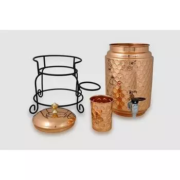 Медная бутылка для воды, 1000 мл, набор из 1 шт., зеленый принт (Алмазная огранка)