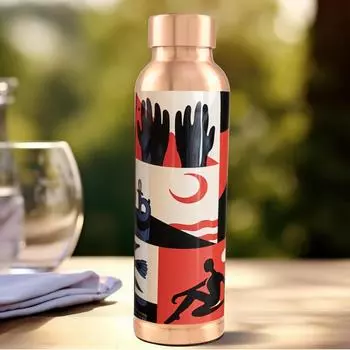 Медная бутылка для воды 950 мл | Бутылка для детокс-воды - Повышающая иммунитет | Медная бутылка для офиса/дома/спортзала | Экологичная и герметичная