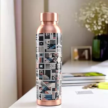 Медная бутылка для воды 950 мл | Бутылка для детокс-воды - Повышающая иммунитет | Медная бутылка для офиса/дома/спортзала | Экологичная и герметичная