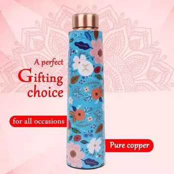 Медная бутылка для воды - Бесшовная, Герметичная, Разноцветный дизайн Цветной дизайн, Герметичная, Идеально подходит для активного образа жизни - (900мл)