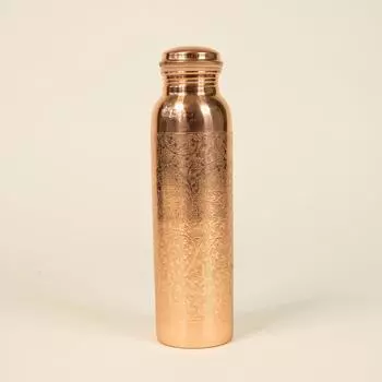 Медная бутылка для воды | Бутылка для воды из 100% чистой меди (1 литр) | Антимикробная, Антиоксидантная и Не содержащая БФА Офисная Бутылка,