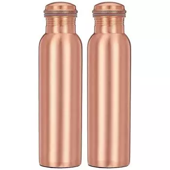 Медная бутылка для воды | Бутылка для воды из чистой меди I. Защита от протечек и ржавчины. I Медная бутылка для дома, школы и офиса | Матовая отделка | 950 мл | Набор из 2 шт.