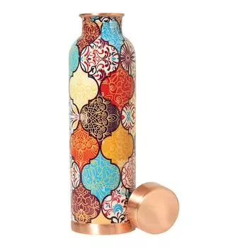 Медная бутылка для воды объемом 1 литр с защитой от протекания и ржавчины для использования дома и в офисе. Бутылка для аюрведы и йоги, польза для здоровья (шестиугольник)