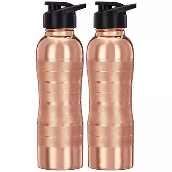 Медная бутылка для воды с откидной крышкой | 100% чистая медная бутылка для водыICopper Bottle для дома, школы и офиса | Отделка подкладки | 950 мл | Набор из 2