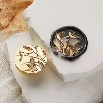 Медная голова Цветы Растения Свадебные приглашения Печать Штамп Печать Воск Краска Подарочная упаковка Карты Конверты Солнечные термины 3cm