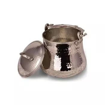 Медная кастрюля для варки йогурта, Восточная медная кастрюля на 2300 мл, Винтажная медная кастрюля, Медная кастрюля ручной работы с декоративными ручками, Исторический дизайн Bakrac